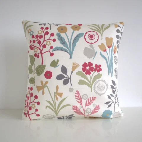 Scandi cushion cover with a floral pattern in pastel colours