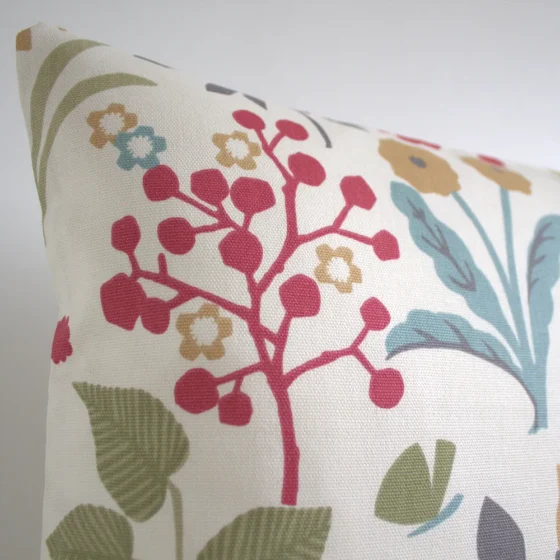 Scandi cushion cover with a floral pattern in pastel colours